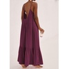 image:imageRVivimos Womens Summer Cotton Backless Casual Maxi Dress  Adjustable Spaghetti Strap Ruffle Loose Fit Boho Flowy Cami Dress Daily Wear Beach Cover Up Vacation Travel OutfitsWine Red