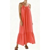 image:imageRVivimos Womens Summer Cotton Backless Casual Maxi Dress  Adjustable Spaghetti Strap Ruffle Loose Fit Boho Flowy Cami Dress Daily Wear Beach Cover Up Vacation Travel OutfitsCoral Orange