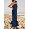 image:imageRVivimos Womens Summer Cotton Backless Casual Maxi Dress  Adjustable Spaghetti Strap Ruffle Loose Fit Boho Flowy Cami Dress Daily Wear Beach Cover Up Vacation Travel OutfitsNavy Blue