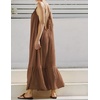 image:imageRVivimos Womens Summer Cotton Backless Casual Maxi Dress  Adjustable Spaghetti Strap Ruffle Loose Fit Boho Flowy Cami Dress Daily Wear Beach Cover Up Vacation Travel OutfitsBrown