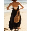 image:imageRVivimos Womens Summer Cotton Backless Casual Maxi Dress  Adjustable Spaghetti Strap Ruffle Loose Fit Boho Flowy Cami Dress Daily Wear Beach Cover Up Vacation Travel OutfitsBlack