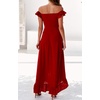 image:imageRVivimos Womens Summer Cotton Off Shoulder Ruffled Ruched Flowy Maxi Dress with SplitWine Red