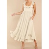 image:imageRVivimos Womens Summer Sleeveless Square Neck Midi Dress  Boho Ruffle Tie Back Backless with Pockets Plaid Flowy Casual OutfitsBeige