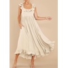 image:imageRVivimos Womens Summer Sleeveless Square Neck Midi Dress  Boho Ruffle Tie Back Backless with Pockets Plaid Flowy Casual OutfitsBeige