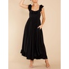 image:imageRVivimos Womens Summer Sleeveless Square Neck Midi Dress  Boho Ruffle Tie Back Backless with Pockets Plaid Flowy Casual OutfitsBlack