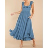 image:imageRVivimos Womens Summer Sleeveless Square Neck Midi Dress  Boho Ruffle Tie Back Backless with Pockets Plaid Flowy Casual OutfitsBlue