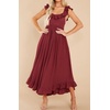 image:imageRVivimos Womens Summer Sleeveless Square Neck Midi Dress  Boho Ruffle Tie Back Backless with Pockets Plaid Flowy Casual OutfitsBurgundy