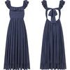 image:imageRVivimos Womens Summer Sleeveless Square Neck Midi Dress  Boho Ruffle Tie Back Backless with Pockets Plaid Flowy Casual OutfitsDark Blue