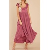 image:imageRVivimos Womens Summer Sleeveless Square Neck Midi Dress  Boho Ruffle Tie Back Backless with Pockets Plaid Flowy Casual OutfitsDarkpink