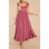 image:imageRVivimos Womens Summer Sleeveless Square Neck Midi Dress  Boho Ruffle Tie Back Backless with Pockets Plaid Flowy Casual OutfitsDarkpink