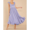 image:imageRVivimos Womens Summer Sleeveless Square Neck Midi Dress  Boho Ruffle Tie Back Backless with Pockets Plaid Flowy Casual OutfitsPurple