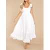 image:imageRVivimos Womens Summer Sleeveless Square Neck Midi Dress  Boho Ruffle Tie Back Backless with Pockets Plaid Flowy Casual OutfitsWhite