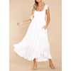 image:imageRVivimos Womens Summer Sleeveless Square Neck Midi Dress  Boho Ruffle Tie Back Backless with Pockets Plaid Flowy Casual OutfitsWhite