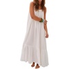 image:imageRVivimos Womens Summer Cotton Backless Casual Maxi Dress  Adjustable Spaghetti Strap Ruffle Loose Fit Boho Flowy Cami Dress Daily Wear Beach Cover Up Vacation Travel OutfitsWhite