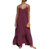 image:imageRVivimos Womens Summer Cotton Backless Casual Maxi Dress  Adjustable Spaghetti Strap Ruffle Loose Fit Boho Flowy Cami Dress Daily Wear Beach Cover Up Vacation Travel OutfitsWine Red