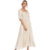 image:imageRVivimos Women Summer Cotton A Line Flowy Long DressesBeige1