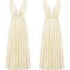 image:imageRVivimos Womens Boho Sexy Deep V Neck Side Slit Maxi DressBeige