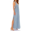 image:imageRVivimos Womens Boho Sexy Deep V Neck Side Slit Maxi DressHazeblue2