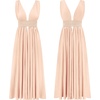 image:imageRVivimos Womens Boho Sexy Deep V Neck Side Slit Maxi DressPeachpink