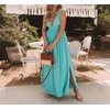 image:imageRVivimos Womens Boho Sexy Deep V Neck Side Slit Maxi DressTurquoise