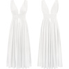 image:imageRVivimos Womens Boho Sexy Deep V Neck Side Slit Maxi DressWhite2