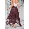 image:imageRVivimos Womens Lace See Through Floral Maxi SkirtMaroon