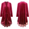 image:imageRVivimos Womens Long Velvet Blazers Coat Casual JacketsWine Red