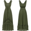 image:imageRVivimos Womens Summer Boho Elastic Waist Flowy Maxi DressArmy Green