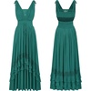 image:imageRVivimos Womens Summer Boho Elastic Waist Flowy Maxi DressDark Green