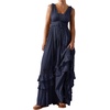 image:imageRVivimos Womens Summer Boho Elastic Waist Flowy Maxi DressNavy Blue