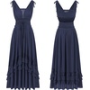image:imageRVivimos Womens Summer Boho Elastic Waist Flowy Maxi DressNavy Blue
