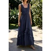 image:imageRVivimos Womens Summer Boho Elastic Waist Flowy Maxi DressNavy Blue