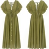 image:imageRVivimos Womens Summer Boho Loose Maxi Dress with PocketsArmy Green