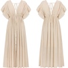 image:imageRVivimos Womens Summer Boho Loose Maxi Dress with PocketsBeige
