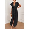 image:imageRVivimos Womens Summer Boho Loose Maxi Dress with PocketsBlack