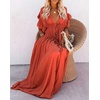 image:imageRVivimos Womens Summer Boho Loose Maxi Dress with PocketsRust Orange