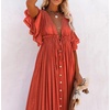 image:imageRVivimos Womens Summer Boho Loose Maxi Dress with PocketsRust Orange