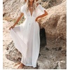 image:imageRVivimos Womens Summer Boho Loose Maxi Dress with PocketsWhite