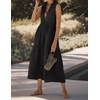 image:imageRVivimos Womens Summer Cotton Button V Neck Maxi DressBlack