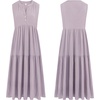 image:imageRVivimos Womens Summer Cotton Button V Neck Maxi DressDusty Purple