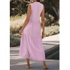 image:imageRVivimos Womens Summer Cotton Button V Neck Maxi DressLavender