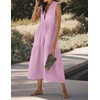 image:imageRVivimos Womens Summer Cotton Button V Neck Maxi DressLavender