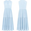 image:imageRVivimos Womens Summer Cotton Button V Neck Maxi DressLight Blue