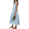 image:imageRVivimos Womens Summer Cotton Button V Neck Maxi DressLight Blue