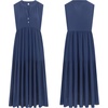 image:imageRVivimos Womens Summer Cotton Button V Neck Maxi DressNavy Blue