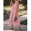 image:imageRVivimos Womens Summer Cotton Button V Neck Maxi DressPink