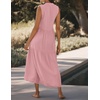 image:imageRVivimos Womens Summer Cotton Button V Neck Maxi DressPink