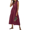 image:imageRVivimos Womens Summer Cotton Button V Neck Maxi DressWine Red