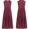 image:imageRVivimos Womens Summer Cotton Button V Neck Maxi DressWine Red