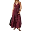 image:imageRVivimos Womens Summer Boho Elastic Waist Flowy Maxi DressWine Red